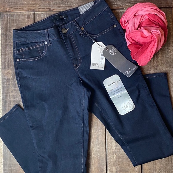 1822 silk denim ankle skinny